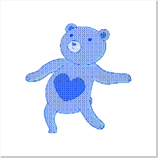 Blue dancing bear retro Posters and Art